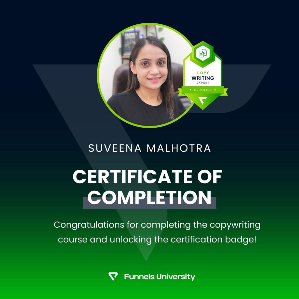 Copywriting Certificate Suveena